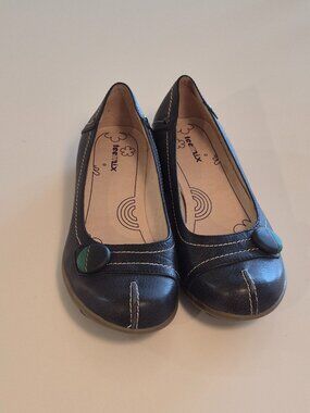 Teemix girls 35 US 5 Navy Button Strap Comfort Flats Low Wedge Mary Jane